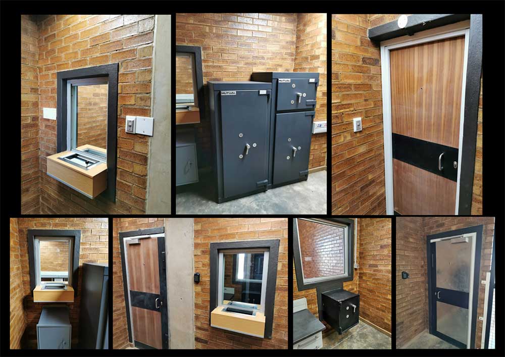 Pay Windows, Anti-Bandit Doors, Pay Windows, Cashier Windows, Bullet Resistant Enclosures, Roller Shutter Doors, Demountable Vaults, Vault Doors, Bullet Resistant Glass, Strongroom Doors, Turnstiles, Air-Tube Systems